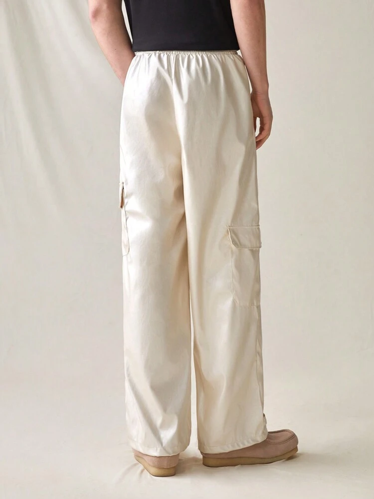 Men's Pu Leather Cargo Pants With Pockets