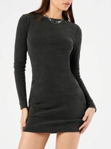 Forever 21 Women's Back Cross Long Sleeve Dress - Grey - View 3