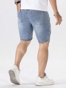 Manfinity EMRG Nam Kích thước lớn Quần jean rách Quần short Với In Vá lại - Rửa nhẹ - Xem 2