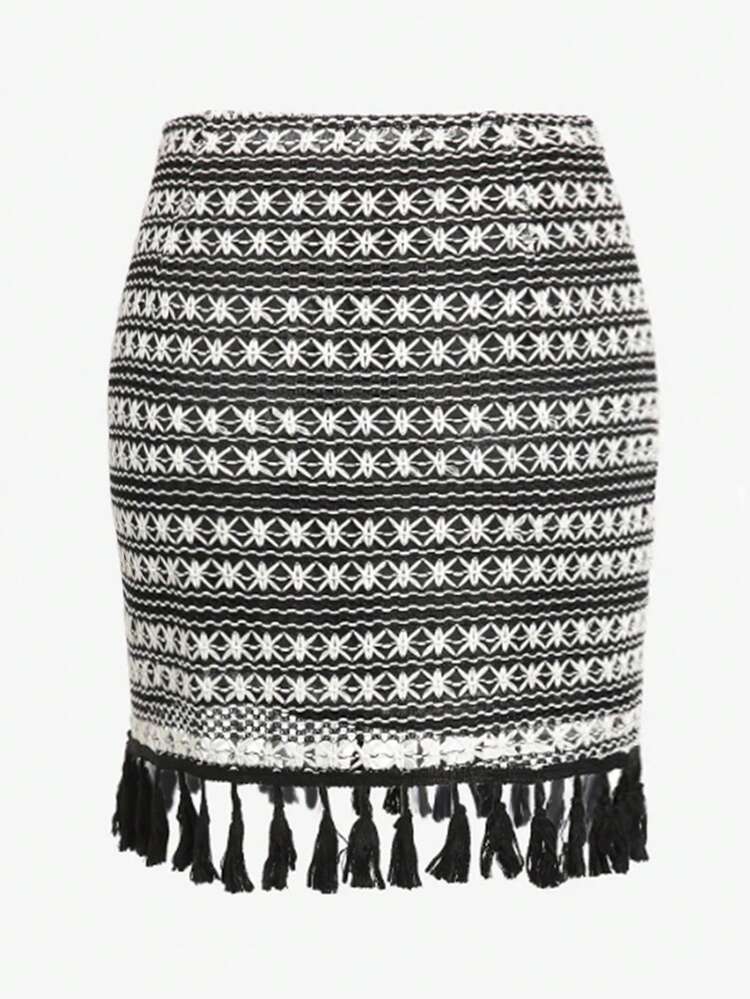 Plus Size Women's Fringed Bodycon Skirt