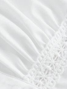 SHEIN MOD 白色蕾丝拼布荷叶边吊带背心 - 白色 - 查看 4