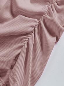 SHEIN Unity Women's Strapless Lace Patchwork Top With Bow Decoration - Baby Pink - View 5