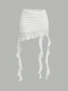 SHEIN ICON 3pcs Lưới Nhiều lớp Váy Với Rong biển Tua trang trí Và Xù Hoa Sen ( Đóng gói Của 3 ) , Váy , Mùa Xuân , Liên hoan âm nhạc Lễ hội , Thích hợp Cho mùa hè - Nhiều màu - Xem 6