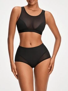 Của phụ nữ Lưới Quần skinny Áo định hình Với Trở lại Thiết kế rỗng - màu đen - Xem 5