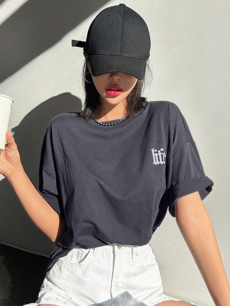 Loose Fit Short Sleeve T-Shirt With Slogan Printing LIFE ATTITUDE IMPORTANT Practice Makes Perfect. Nothing In The World Is Difficult For One Who Sets His Mind To It. Knowledge Is Power Never Deter Till Tomorrow That Which You Can Do Today Oversized T-Shirt,Graphic Tees