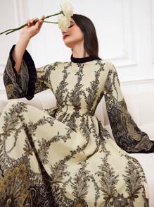 Mulvari 女士荷葉袖植物印花連衣裙 - 彩色 - 查看 2