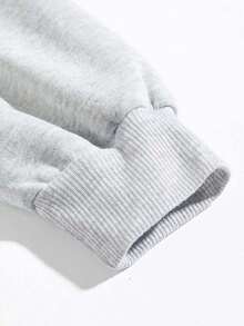 Quý cô Giải trí & Tối giản Vòng cổ Áo nỉ Với Sành điệu In mặt trời mọc - Màu Xám nhạt - Xem 3