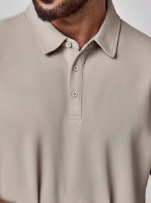 Manfinity Homme Men's Plus Size Solid Color Short Sleeve Polo Shirt, Casual Plain Shirt, Going Out