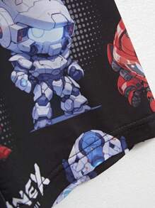 2pcs/Set Young Boys' Mech Digital Printed Short Sleeve Shirt And Shorts Pajama Set - Multicolor - View 3