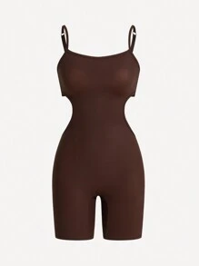 Ladies' Hollow Out Waist Strapless Bodysuit For Shaping - Brown - View 2