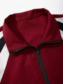 Manfinity Roghcode Men's Color Blocking Zip Front Jacket - Red and White - View 3