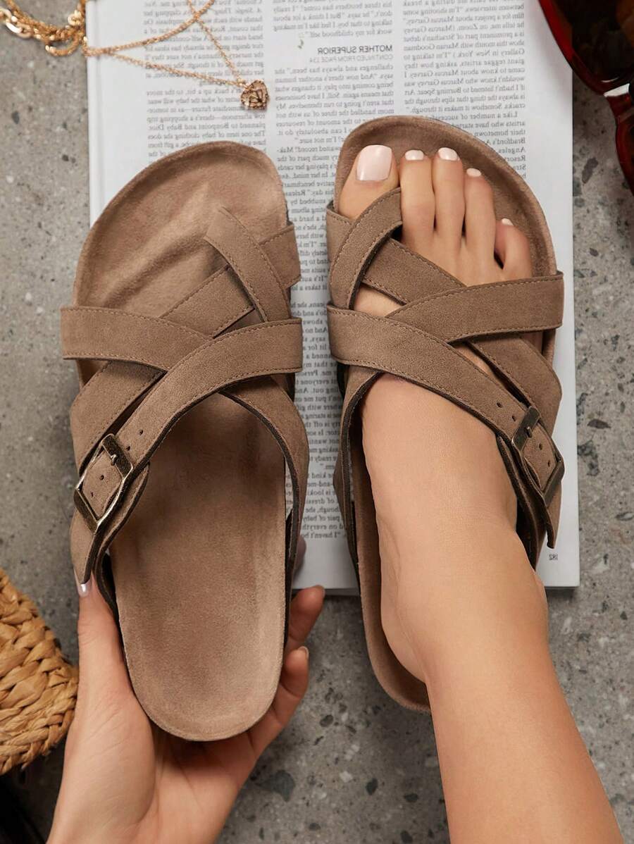 SHUZIA 女士平底凉鞋夏季鞋春季鞋春假鞋复活节度假鞋休闲鞋沙滩鞋母亲节礼物 - 卡其色 - 查看 1