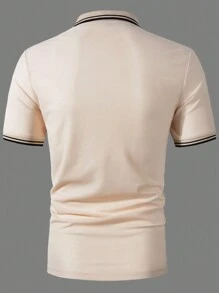 Manfinity Homme Camisa De Polo De Manga Corta Para Hombre Con Detalle De Contraste En La Orilla