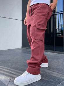 Manfinity Homme Pantalones Cargo Holgados Para Hombre - Rojo - Ver 1