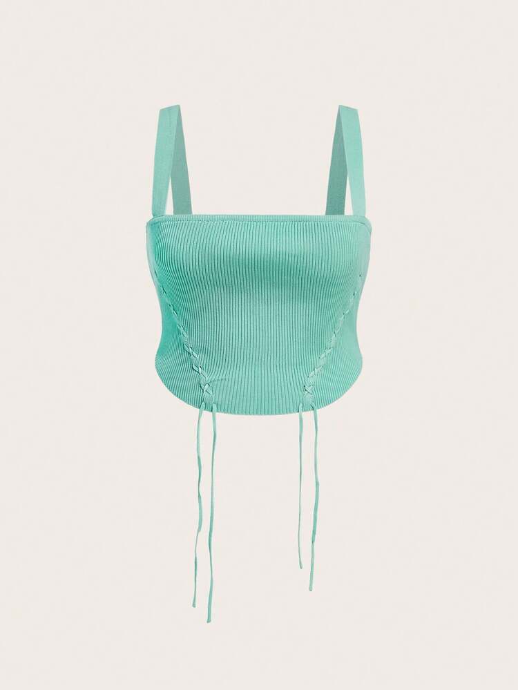 Plus Size Solid Ribbed Drop-Shoulder Knit Top