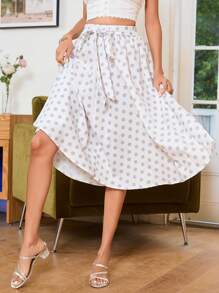 GENKIRA 隨機印花系帶裙 - 紫色 - 查看 4