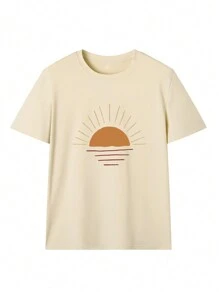 Damen Lässig vielseitiges bedrucktes Rundhals Kurzarm T-Shirt, neue Sommer Mode bequem. Grafik T-Shirt, Damen Weißes Top, Schwarzes Top