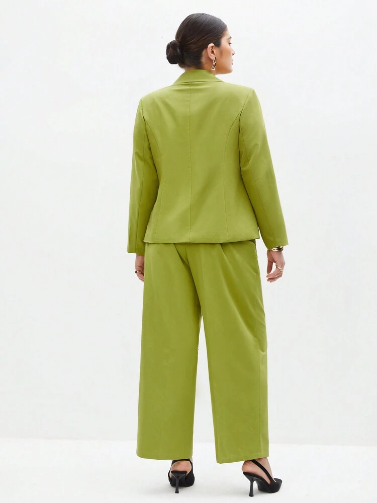 Plus Size Women's Casual Front Tie Suit Set