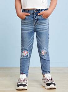 Boys' (Little) Street Style Cute Outdoor Stretch Jeans - Medium Wash - View 1