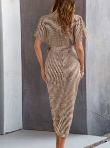 Ellegaria. Ladies' Full Printed Shirt Dress Maxi Women Outfit - Black - View 2