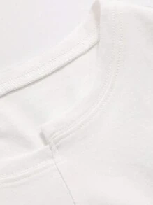 DAZY 女式純色不對稱領t卹 - 白色 - 查看 5