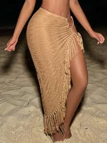 SHEIN SXY Sexy Quaste Hohe Schlitze Urlaubs Stilrock