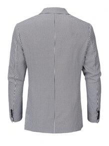 Manfinity Mode Nam In kẻ sọc Cổ bẻ Áo vest - Đen và trắng - Xem 2