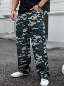 Manfinity Homme 迷彩印花寬鬆褲 - 彩色 - 查看 1
