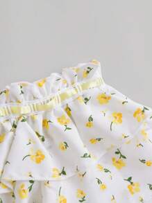 SHEIN MOD 女士露肩花卉印花荷葉邊短上衣 - 彩色 - 查看 4