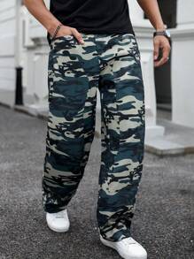 Manfinity Homme 迷彩印花寬鬆褲 - 彩色 - 查看 4