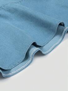 少女時尚休閒無袖牛仔裙 - 淺色水洗藍 - 查看 4