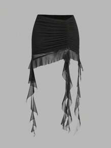 SHEIN ICON 3pcs Lưới Nhiều lớp Váy Với Rong biển Tua trang trí Và Xù Hoa Sen ( Đóng gói Của 3 ) , Váy , Mùa Xuân , Liên hoan âm nhạc Lễ hội , Thích hợp Cho mùa hè - Nhiều màu - Xem 8