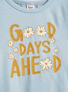 Cozy Pixies Baby Girl 3pcs Floral Pattern Short Sleeve Top Set With Round Collar - Blue - View 6