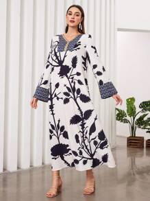 Al Najma 女士花卉印花v領擴腳袖連衣裙 - 彩色 - 查看 5