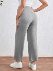 SHEIN Maternity Support Belly V Waist Pants - Light Grey - View 2