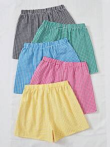 5 Stück/set Teenager Mädchen Neue Klassische Gingham Muster Shorts