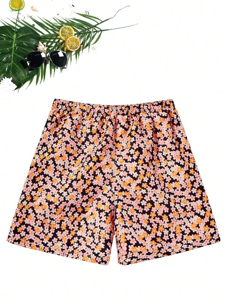 Men's Floral Printed Beach Shorts