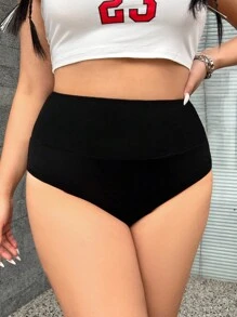 SHEIN Coolane Của phụ nữ Kích thước lớn Chặt Và Linh hoạt Dệt kim Quần short - màu đen - Xem 4