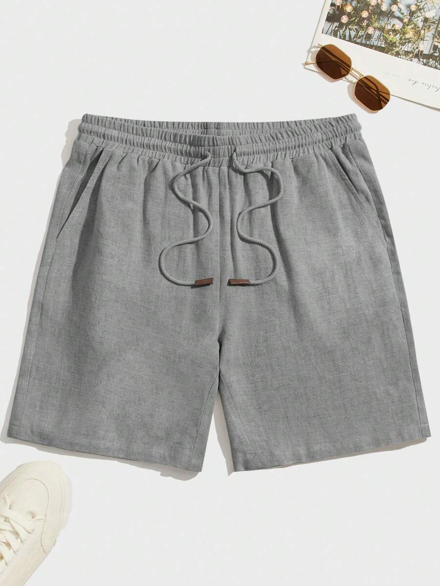 Manfinity RebelGame Pantalones cortos grises con cordón de unicolor tejido para hombres de Manfinity - Gris Oscuro - Ver 1