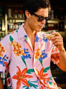 Manfinity Men's All-Over Print Short-Sleeve Shirt And Shorts Beach Outfit - Multicolor - View 4
