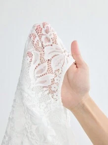 BizChic Söt Urringning Spets Kroppsuits Kontorsstil - Vitt - Visa 11