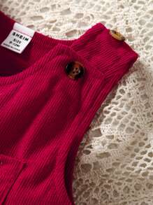 SHEIN Baby Girl Casual Vintage Heart-Shaped Embroidery Jumpsuit, Great For Autumn/Winter And Valentine's Day - Multicolor - View 7