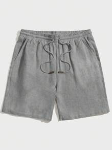 Manfinity RebelGame Pantalones cortos grises con cordón de unicolor tejido para hombres de Manfinity - Gris Oscuro - Ver 3