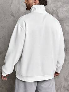 Manfinity Homme Nam Kích thước lớn Màu thuần Phong cách Đơn giản Áo chui đầu Áo nỉ - trắng - Xem 2