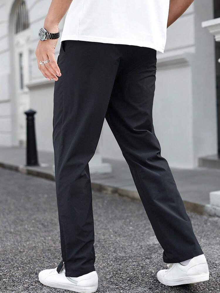 Men's Straight Pants With Multiple Zipper Design