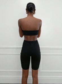 MISSGUIDED Lace Fabric Cycling Short - Black - View 2