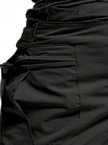 男友风男士拉链口袋侧工装裤 - 黑色 - 查看 3