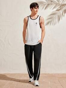 Manfinity Unisex 1 Miếng Nam Sọc Dệt kim Giải trí Quần Với Bên Sọc Và Nghiêng Túi - màu đen - Xem 7