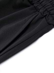 Men's Summer New Fashionable Letter Print Drawstring Waist Sports Cargo Shorts With Details,Bermuda Shorts