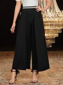 Modelyn Women's Elegant Wide Leg Pants - Black - View 4
